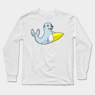 Seal at Surfing with Surfboard Long Sleeve T-Shirt